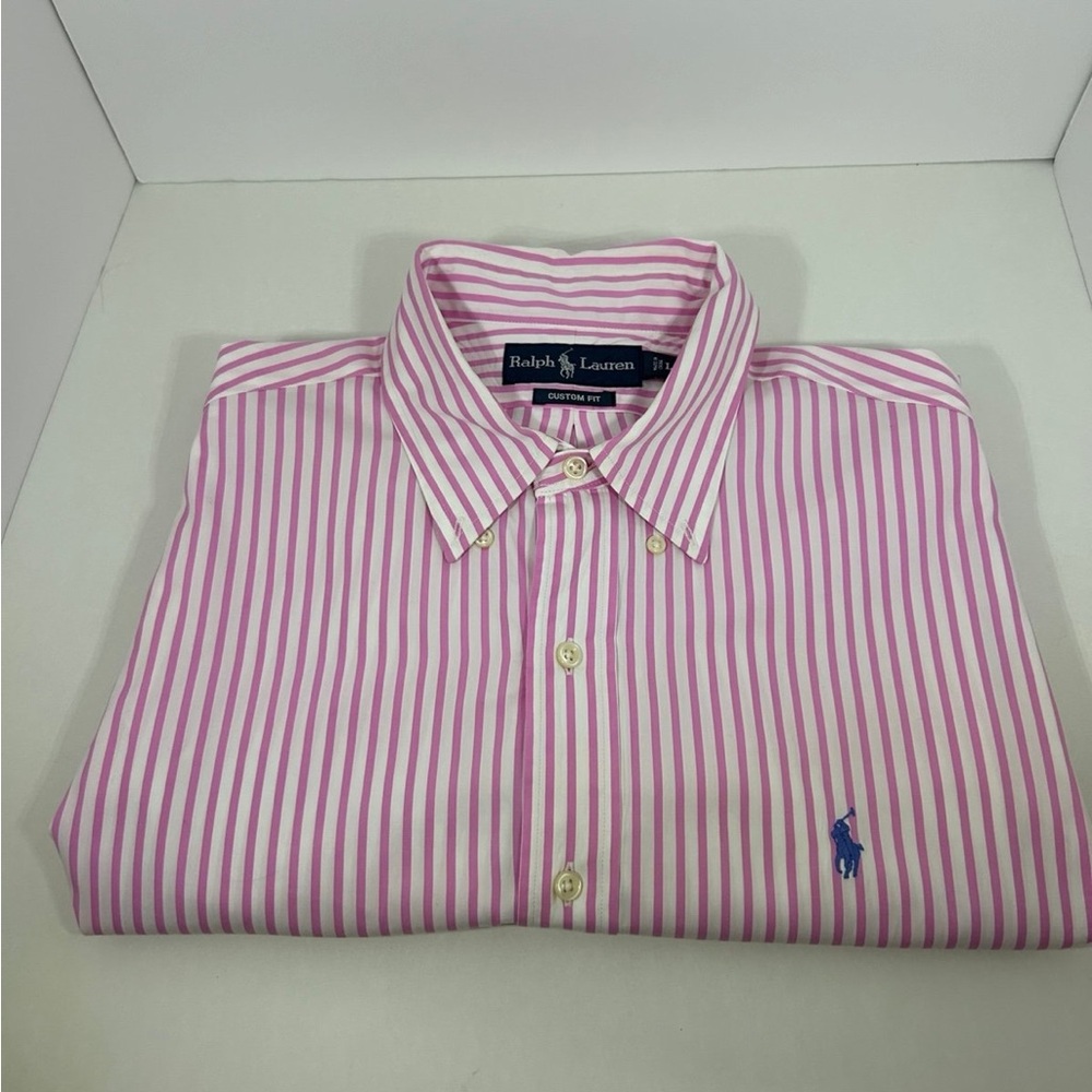 Vintage Ralph Lauren Pink & White Striped Button-Up Shirt